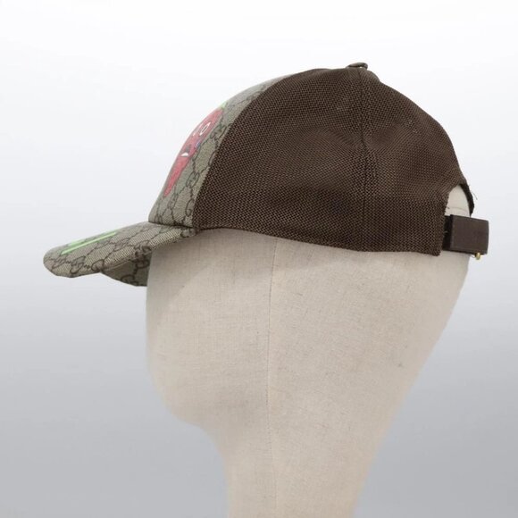 GUCCI GG Supreme Strawberry baseball Cap PVC XL Beige 700665 Auth am7681V - Picture 14 of 16